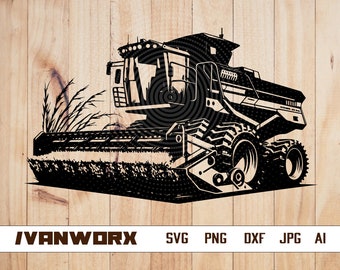 Combine Harvester SVG | Combine SVG | Wheat Harvester SVG | Cricut Silhouette Cutting File | Cuttable Clipart Vector Digital Dxf Png Eps Ai