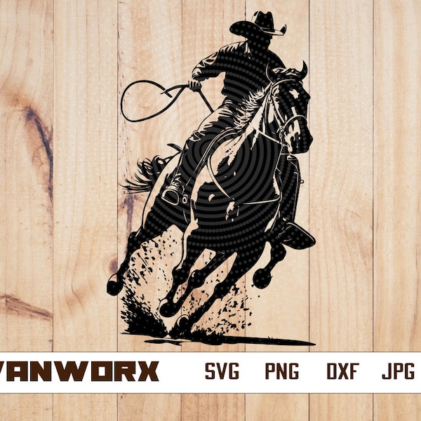 Rodeo Svg | Cowboy Svg | Western Cowboy Riding Horse svg | Rodeo Cowboy Svg | Horse Svg | Rodeo Png | Man riding horse svg | Png Dxf Jpg Eps