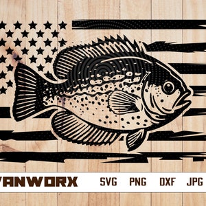 US Crappie Fish Svg | Sun Fish Clipart | Outdoor Fishing Cut File | Fisherman Catch Stencil | Fishing T-shirt Design Dxf | Marine Life Png