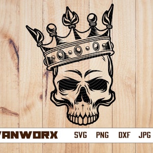 King Skull Crown svg | Skeleton Leader Clipart | Royal Highness Cut File | Horror Halloween Prince Stencil | Skeletal Head with Crown png