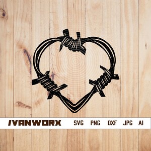 Heart Barbwire Svg | Heart Barbwire Clipart | Heart Shaped Cut File | Heart Barbwire Stencil | Heart T-shirt Design | Heart Dxf | Png