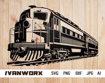 Vintage Train Svg | Railway Clipart | Transport Vehicle Cut File | Antique Stencil | Vintage Train Locomotive T-shirt Design | Dxf | Png