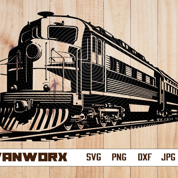 Vintage Train Svg | Railway Clipart | Transport Vehicle Cut File | Antique Stencil | Vintage Train Locomotive T-shirt Design | Dxf | Png