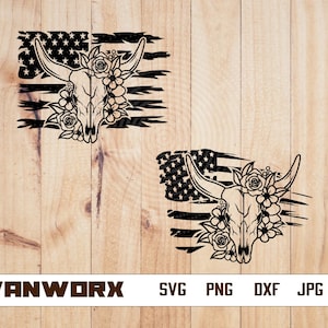 US Cow Skull svg | Wild Animal Clipart | Angry Bull Stencil | Long Horn Cut File | Boho Cow Head dxf | Ranch Pet Cutfile | Western Monogram