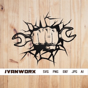 Punch Mechanic Svg File | Mechanic Svg | Mechanic Shirt | Wrench Png | Wrench Svg | Fist svg | Cutting Files