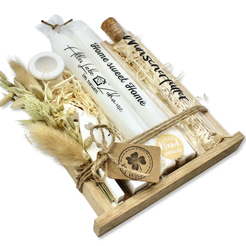 Geschenkset „Zum Einzug“ in Holzbox | Einzugsgeschenk | Personalisierbare Geschenkidee 画像 5