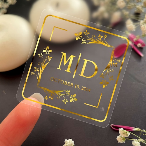 Gold Foil Clear Stickersevent Labelswedding Stickersclear Etsy