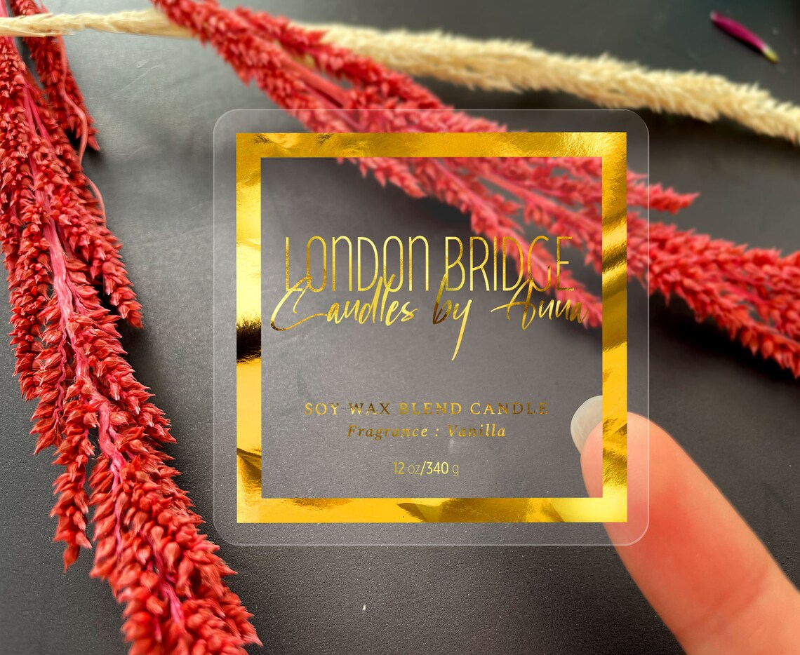 Candle Label Squarecustom Candle Label Sticker Gold Foiled Etsy