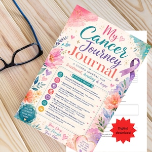 Diario de cáncer imprimible, registro de quimioterapia, registro de tratamiento del cáncer, regalo para personas con cáncer, registro de escaneo, registro de medicamentos, registro médico de quimioterapia y radiación.