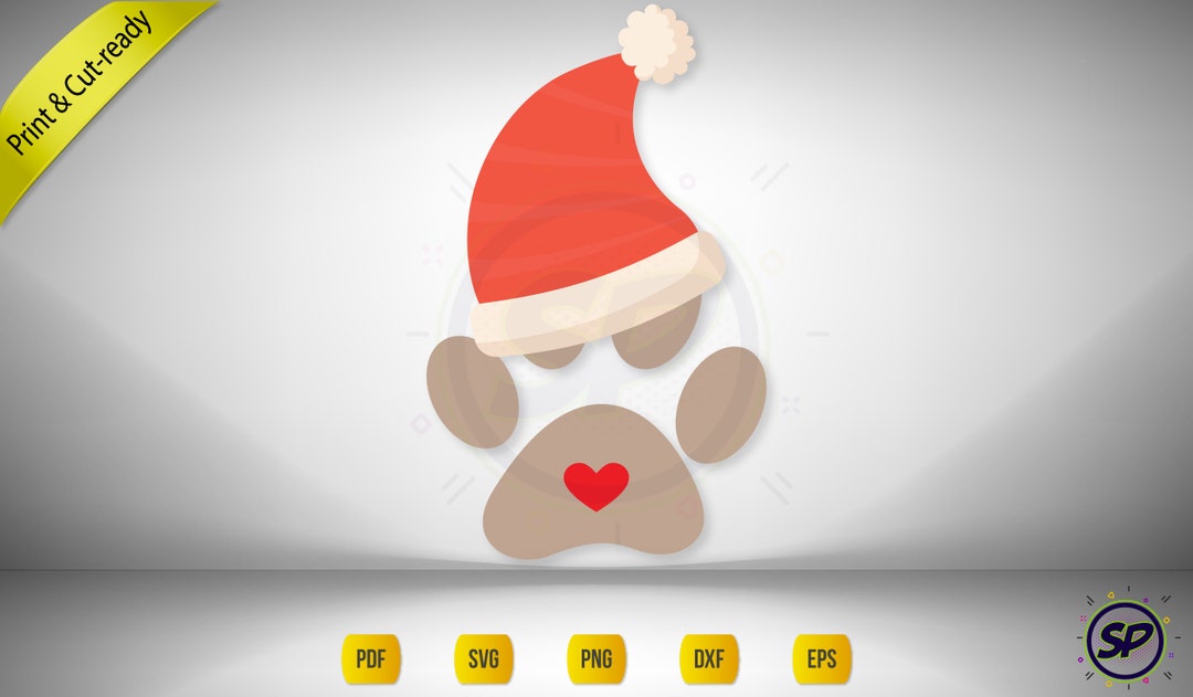 Dog Paw Santa Hat SVG | Christmas Pet Gift Design (digital Download) - Etsy