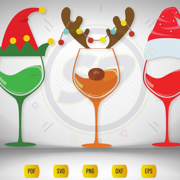 Wine Glass Clipart | Christmas Clipart | Cocktail Clipart | Mulled Wine | Wine Drinker Gift | Wine Lover Present