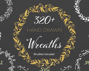 320+ Floral Wreath SVG Bundle | Brushes, Clipart (Digital Download)