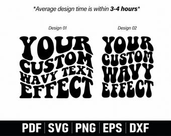 Custom Wavy Text SVG, Retro Stacked Letters Cut File (svg, png, eps, dxf)