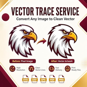 Custom Vector Trace Services | Image or Logo to SVG, PNG & PDF | Hand-Drawn Vector Conversion