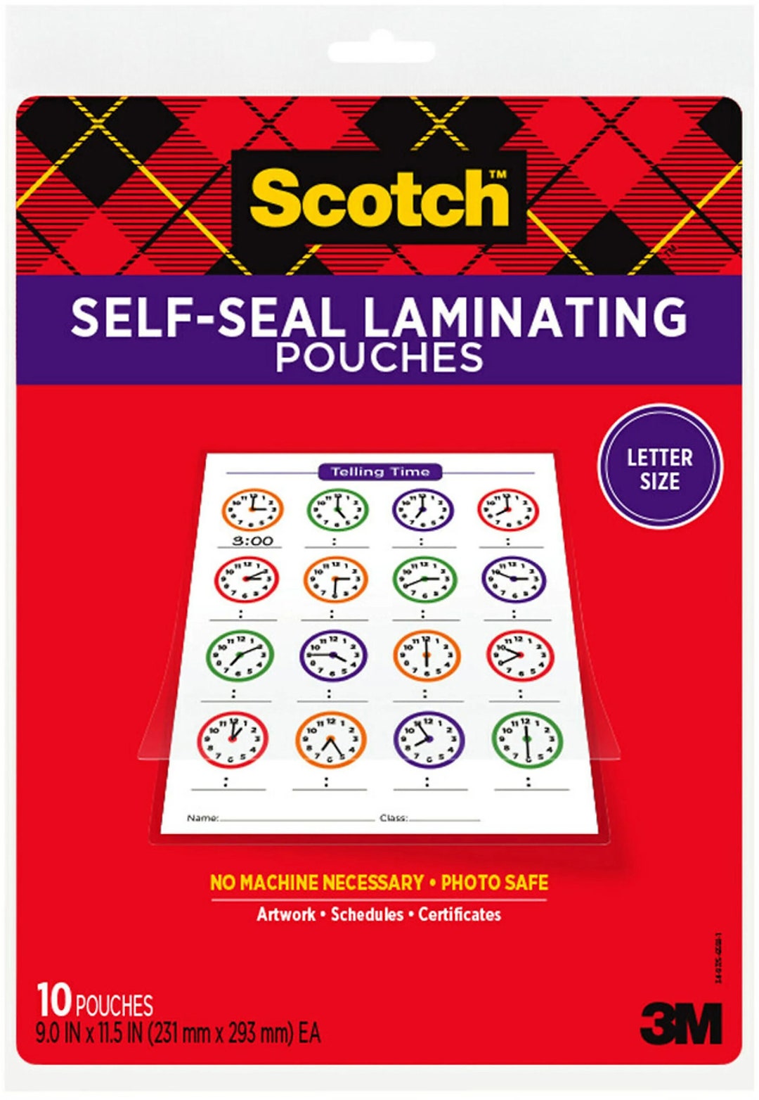 Scotch ™ Selfseal Laminating Pouches Letter Size 10 Qty 3M™ 9.0 X 11.5