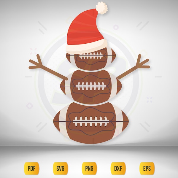 Football Clipart | Snow Man | Snowman Clipart | Santa Hat | Football SVG | Tree Topper | Christmas Clipart | Football Vector