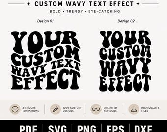 Custom Retro Wavy Text SVG, Stacked Letters Design (svg, png, eps, pdf, dxf)