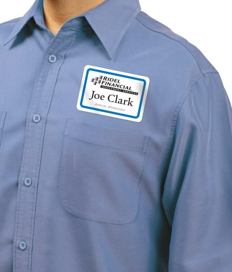 Avery 5895 Flexible Adhesive Name Badge Labels White With Blue Border