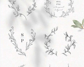 Floral Wreath SVG Bundle | Laurel, Wedding, Monogram (Digital Download)