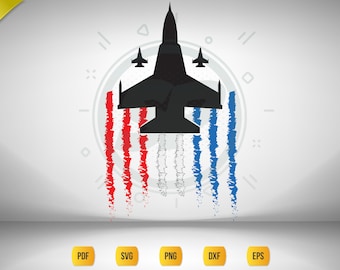 Fighter Jet with USA Flag Clipart | US Air Force Vector (Digital Download)