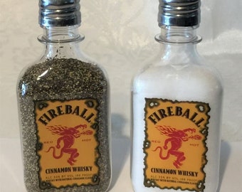 FIREBALL CINNAMON WHISKEY Miniature Salt & Pepper Shakers with Crown Tops