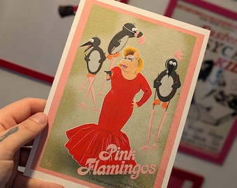 Miss Piggy in Pink Flamingos / Muppets / A5 print / movie mashup