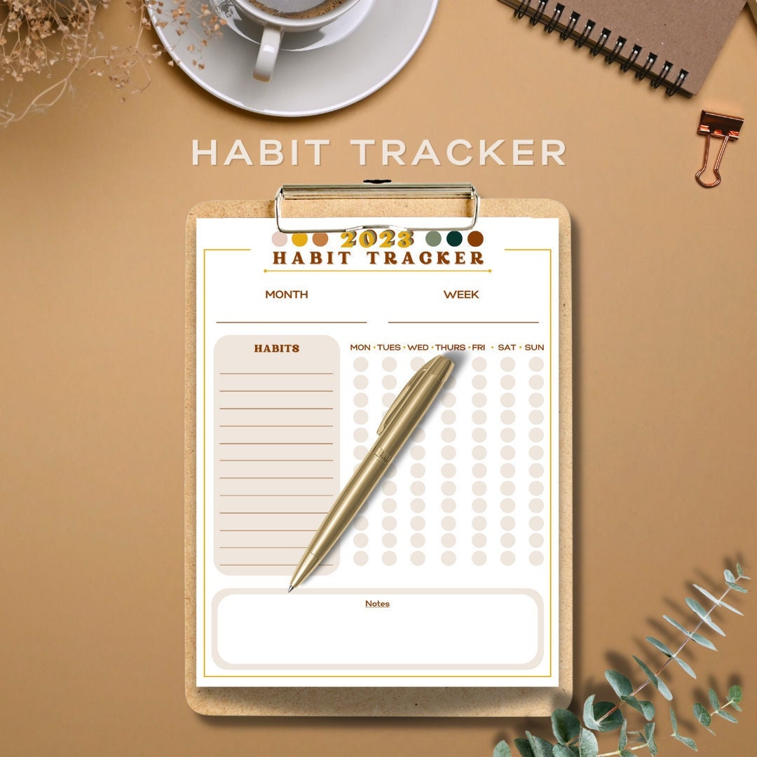 2023 Habit Tracker Printable, Printable Planner, Workout Planner, Weekly Habit Tracker, Daily