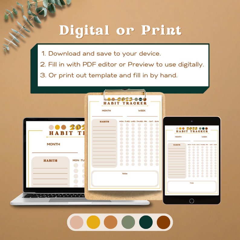 2023 Habit Tracker Printable, Printable Planner, Workout Planner, Weekly Habit Tracker, Daily