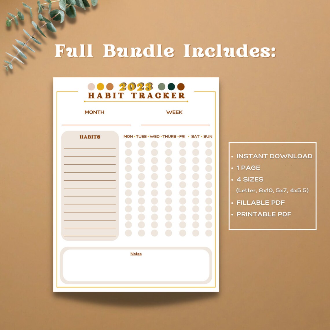 2023 Habit Tracker Printable, Printable Planner, Workout Planner, Weekly Habit Tracker, Daily