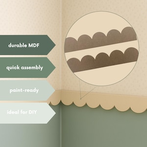 MDF Scallop Pattern Trimmings, Edging, Frill Scallop, Shelf, Scallop Edge Wall for Painting, Flounce, Molding Trim, MDF 10mm