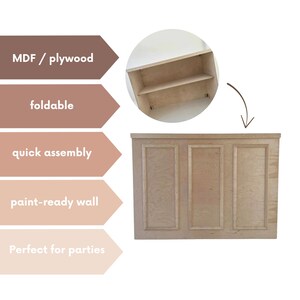 Hopfällbar dekorativ bar 150×50×100 cm – MDF/Plywood, bärbar evenemangsdisk, målningsklar, bröllopsvälkomstdisk/cocktaildisk/display