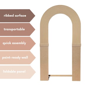 S10 Sfondo ad arco in MDF scanalato – Pieghevole o solido, 200×100 / 180×100 / 160×80 cm – Parete decorativa per matrimoni ed eventi