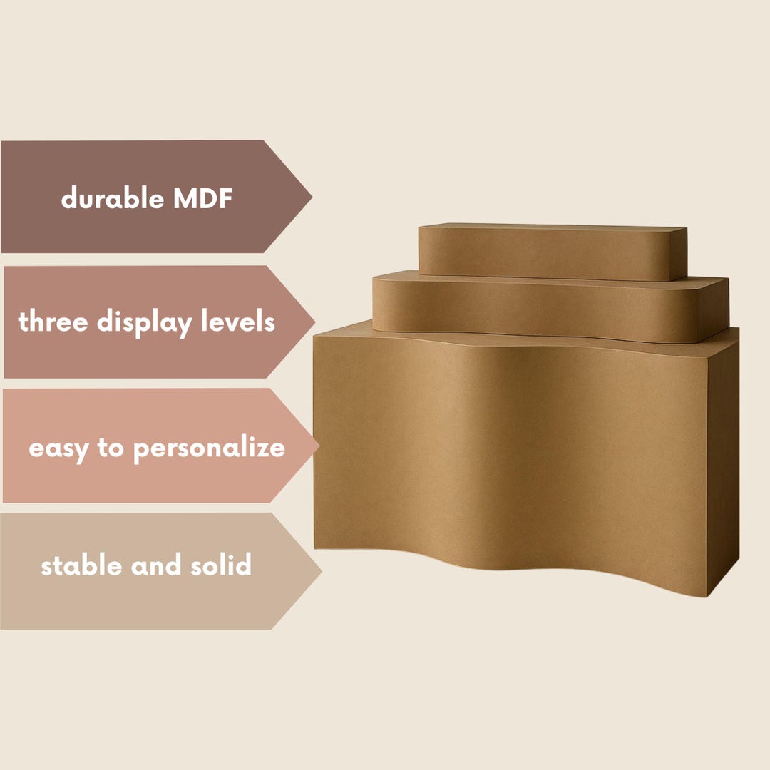 Three-tier Wavy Display - Modular MDF Riser Set, Paint-ready & Reusable ...