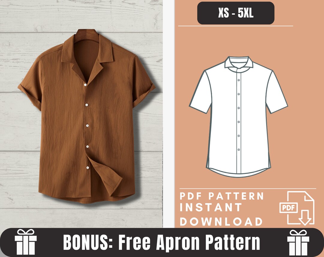 Men Bowling Shirt Sewing Pattern PDF Button Shirt Pattern Etsy