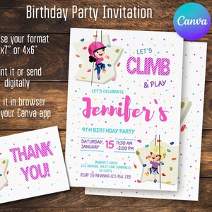 Rock climbing Invitation, climber Editable Birthday Invite, climbing wall invitation, Instant Download, rock climb Birthday Invite template