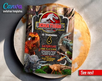 Printable birthday invite, Jurassic birthday,  instant download, Dinosaur invitation,  park invitation, world invitation, T-Rex party invite