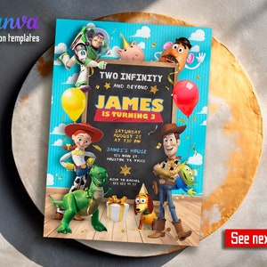 Invitación de cumpleaños editable, invitación de cumpleaños de niño niña, invitación imprimible, descarga instantánea, invitación de toy story, dos infinitos más allá