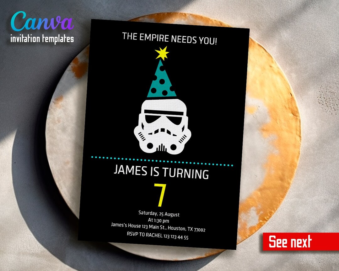 Instant Download Stormtrooper Invitation, Printable Birthday Invitation ...