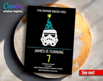 Instant Download stormtrooper invitation, Printable Birthday Invitation, Star invite, wars invitation, darth vader birthday party
