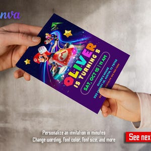 Geburtstagseinladung Junge Mädchen, Super Mario Bros Filmeinladung, Sofortiger Download, Videospiel Geburtstagseinladungsvorlage