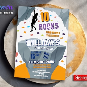 Rock Climbing Birthday Invitation, Rock Climbing Invitation, Rock ...