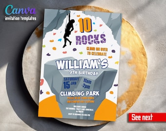Rock Climbing birthday Invitation, Rock Climbing invitation, Rock Climbing instant download editable boy, printable invitation