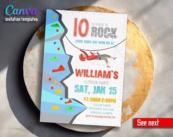 Rock Climbing birthday Invitation, Rock Climbing invitation, Rock Climbing instant download editable boy, printable invitation