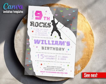 Rock Climbing birthday Invitation, Rock Climbing invitation, Rock Climbing instant download editable boy, printable invitation