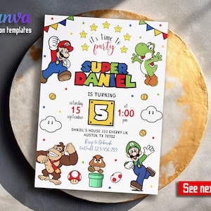 Geburtstagseinladung Junge Mädchen, Super Mario Einladung, Mario Bros Film Einladung, Sofort Download, Videospiel Geburtstag Einladung Vorlage