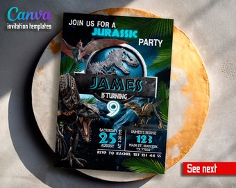 T-Rex party invite, Jurassic birthday invite, Dinosaur Printable birthday invitation,  park invitation, world invitation, instant download