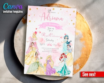 Once upon a time royal party, instant download, Princess Birthday invitation, Girl editable invite template, printable castle invitation