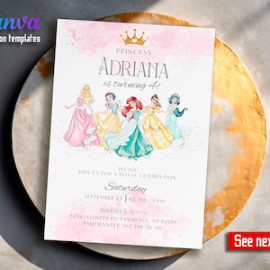 Once upon a time royal party, instant download, Princess Birthday invitation, Girl editable invite template, printable castle invitation