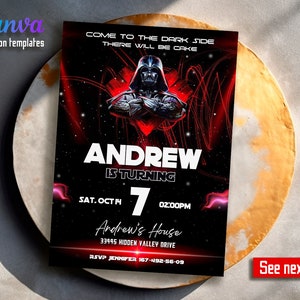 Printable birthday invite, Editable invitation, instant Download, wars invitation, Star invite, wars invitation, darth vader birthday party