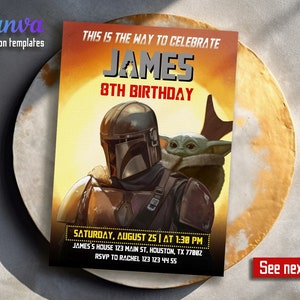 Instant Download grogu invitation, Printable Birthday Invitation,wars invitation, mandalorian birthday party, Star invite